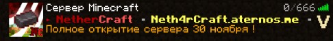 Баннер сервера NetherCraft - Играй Выживай Создавай Разрушай !